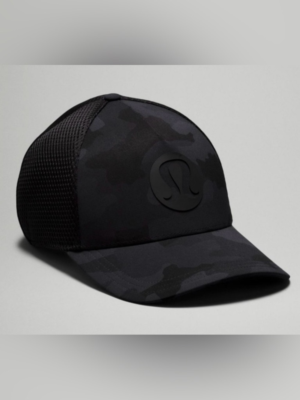 Lululemon Trucker Hat Cap Black Camo Print Snap closure Size L XL Unisex